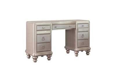9-drawer Vanity Desk Metallic Platinum
