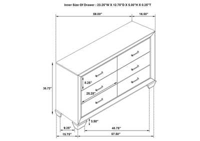 Kauffman 6-drawer Dresser Washed Taupe,Coaster Furniture