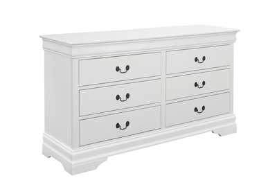 White Louis Philippe White Six-Drawer Dresser