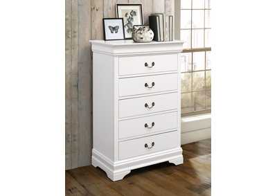 Image for Louis Philippe 5-drawer Chest White