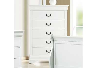 Louis Philippe 5-drawer Chest White,Coaster Furniture