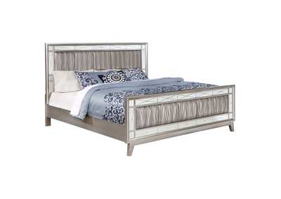 Leighton Eastern King Panel Bed with Mirrored Accents  Mercury Metallic,Coaster Furniture