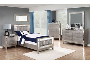 Image for Leighton Metallic Grey Twin Bed w/Dresser & Mirror