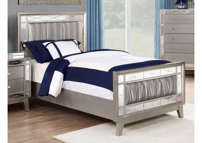 Image for Leighton Twin Panel Bed with Mirrored Accents Mercury Metallic