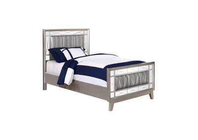 Leighton Twin Panel Bed With Mirrored Accents Mercury Metallic
