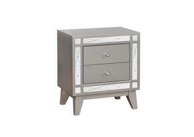 Metallic Grey Leighton Contemporary Two-Drawer Nightstand,Coaster Furniture