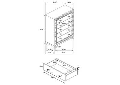 Leighton 5-drawer Chest Metallic Mercury,Coaster Furniture