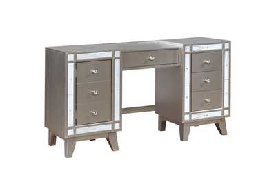Leighton Vanity Desk and Stool Metallic Mercury,Coaster Furniture