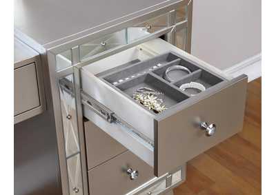 Metallic Grey Leighton Contemporary Vanity Desk And Stool,Coaster Furniture