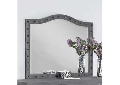 Deanna Button Tufted Mirror Grey