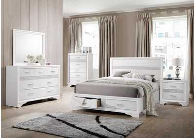 White Miranda Contemporary White Queen Storage Bed,Coaster Furniture