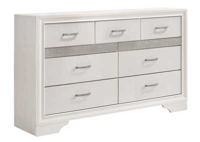White Miranda Modern Seven-Drawer Dresser With Hidden Jewelry Tray,Coaster Furniture