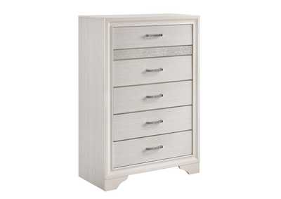 Miranda 5-drawer Chest White and Rhinestone,Coaster Furniture