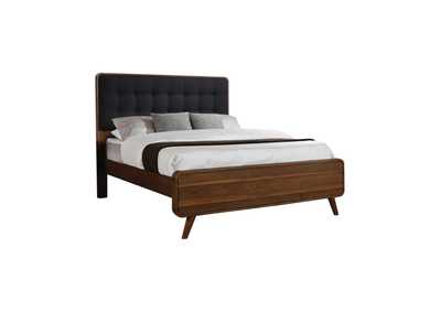 Robyn Queen Bed with Upholstered Headboard Dark Walnut,Coaster Furniture