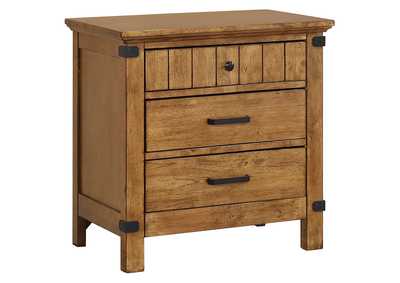 Brenner 3-drawer Night Stand Rustic Honey,Coaster Furniture