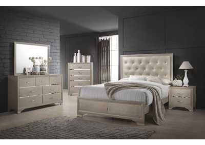 Beaumont Upholstered Queen Bed Champagne,Coaster Furniture