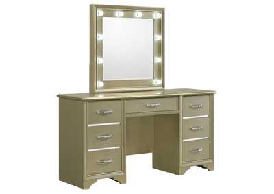 Image for Beaumont 7-Drawer Vanity Desk With Lighting Mirror Champagne
