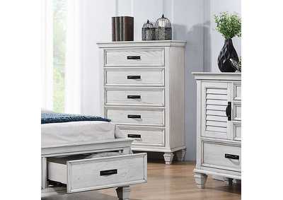 Franco 5-drawer Chest Antique White,Coaster Furniture
