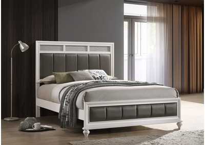 Barzini Eastern King Upholstered Panel Bed White,Coaster Furniture