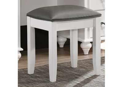 Image for Barzini Upholstered Vanity Stool Metallic and White