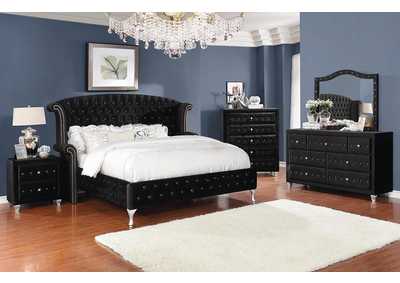 Deanna Metallic & Black Queen Bed w/Dresser & Mirror,Coaster Furniture