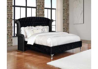 Deanna Queen Tufted Upholstered Bed Black,Coaster Furniture