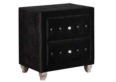 Metallic Deanna Contemporary Black And Metallic Nightstand,Coaster Furniture