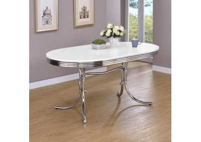 Image for Retro Oval Dining Table Glossy White and Chrome