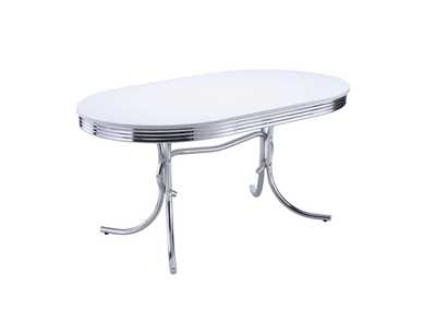 Image for Retro Oval Dining Table Glossy White And Chrome