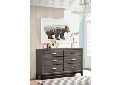 Image for Watson 6-drawer Dresser Grey Oak and Black