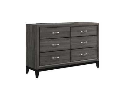 Watson 6-drawer Dresser Grey Oak and Black