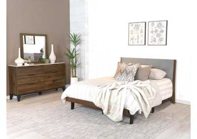 Image for Mays 3-Piece Upholstered Eastern King Bedroom Set Walnut Brown And Grey