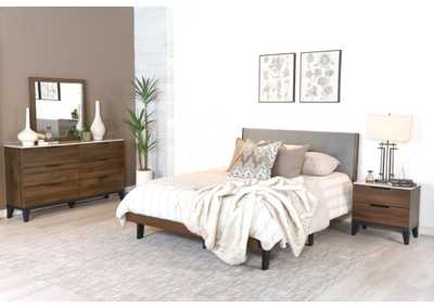 Image for Mays 4-Piece Upholstered Eastern King Bedroom Set Walnut Brown And Grey