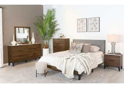 Image for Mays 5-piece Upholstered Eastern King Bedroom Set Walnut Brown and Grey