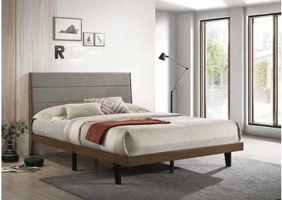 Image for Mays Upholstered Eastern King Platform Bed Walnut Brown And Grey