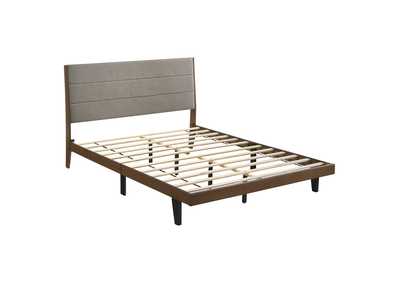 Mays Upholstered Eastern King Platform Bed Walnut Brown and Grey,Coaster Furniture