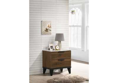 Mays 2 - drawer Nightstand Walnut Brown with Faux Marble Top