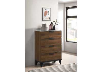 Mays 4 - drawer Chest Walnut Brown with Faux Marble Top