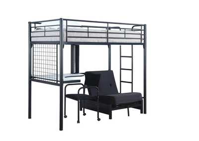 Alto Contemporary Metal Loft Bunk Bed W/ Desk,Coaster Furniture