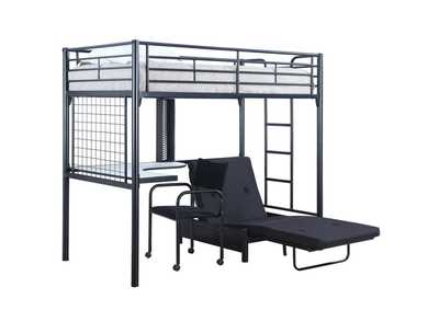 Jenner Twin Futon Workstation Loft Bed Black,Coaster Furniture