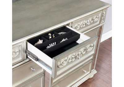 Heidi 4-piece Eastern King Tufted Upholstered Bedroom Set Metallic Platinum,Coaster Furniture