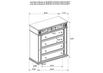 Heidi 5-drawer Chest Metallic Platinum,Coaster Furniture