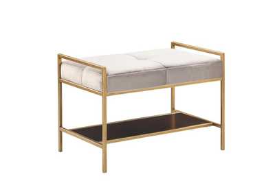 Image for Maria Upholstered Stool Warm Grey and Gold