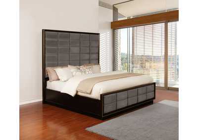 Durango Eastern King Upholstered Bed Smoked Peppercorn and Grey