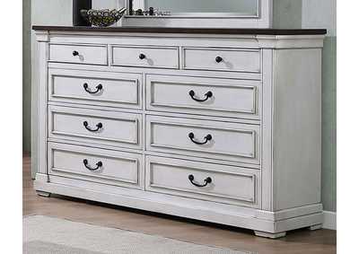 Image for Hillcrest 9-drawer Dresser Dark Rum and White