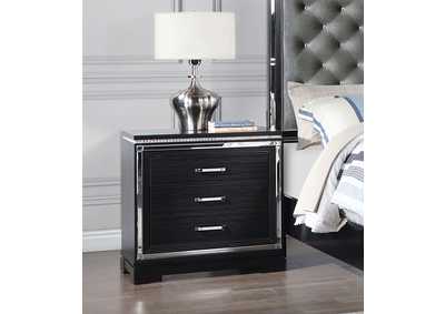 Image for Eleanor Rectangular 3-drawer Nightstand Silver and Black