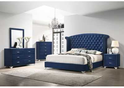 Image for Melody 4-piece Eastern King Tufted Upholstered Bedroom Set Pacific Blue