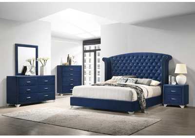Image for Melody 4-Piece Eastern King Tufted Upholstered Bedroom Set Pacific Blue