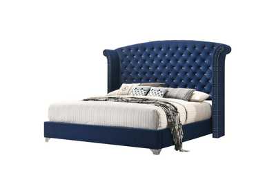 Image for Melody Eastern King Wingback Upholstered Bed Pacific Blue