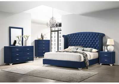 Image for Melody 4-piece Queen Tufted Upholstered Bedroom Set Pacific Blue